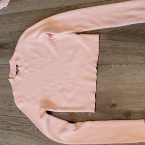 Light pink long sleeve crop cowl neck